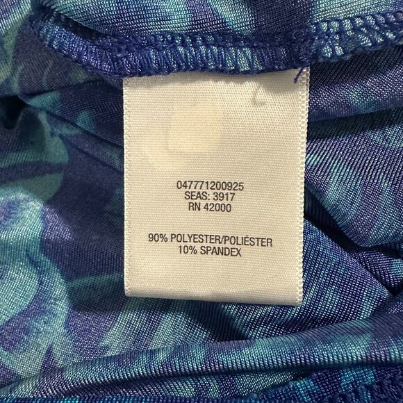 Jaclyn Smith Collection Womens Blouse 1X Blue Floral Cowl Neck Stretch Modern - Picture 5 of 10